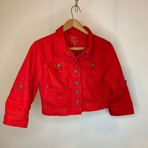 HWY Jeans Cropped Red Denim Jacket
